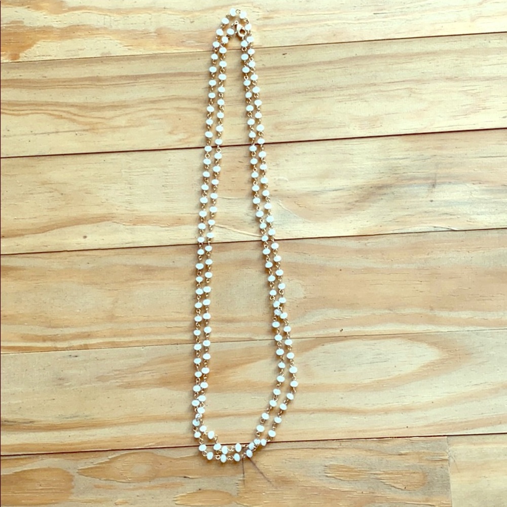 Pinkish White Beaded Layered Necklace